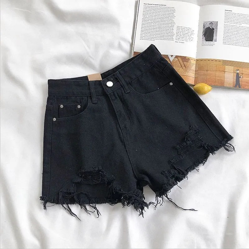 Ripped High Waist Denim Shorts — Y2K Street Style - BaeSprout.com