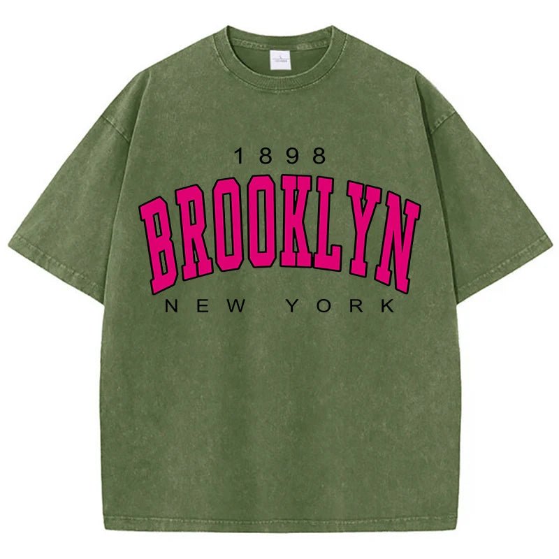 Brooklyn New York Washed Graphic Tee Oversized — Y2K Varsity - BaeSprout.com