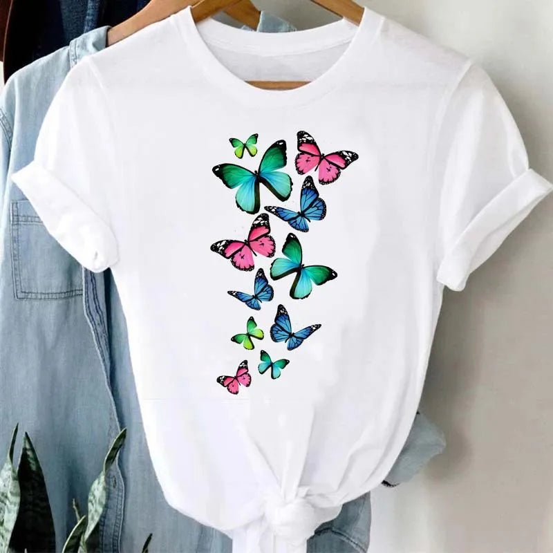 Summer Cartoon Butterfly Print Top - BaeSprout.com