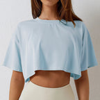 Oversized Cotton Crop Tee with Short Sleeves — Y2K Casual - BaeSprout.com