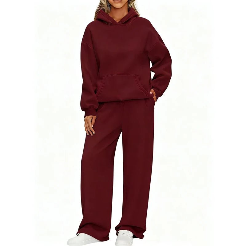 Pullover Hoodie Wide Leg Pants Set Two Piece — Clean Girl Soft Casual - BaeSprout.com