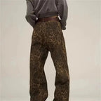 Leopard Print Straight - Leg Jeans - BaeSprout.com