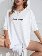 Angel Wings Back Graphic Oversized Tee with Short Sleeves — Y2K Grunge - BaeSprout.com