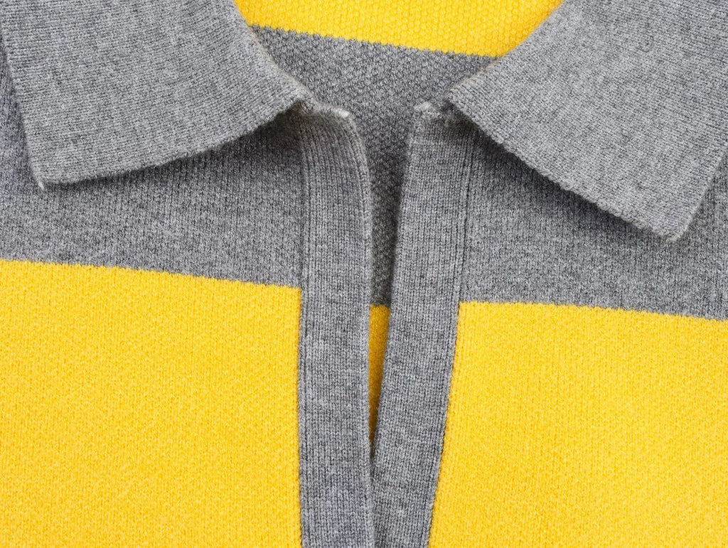 Striped Polo Collar Knit Sweater with Loose Fit — Preppy Y2K - BaeSprout.com