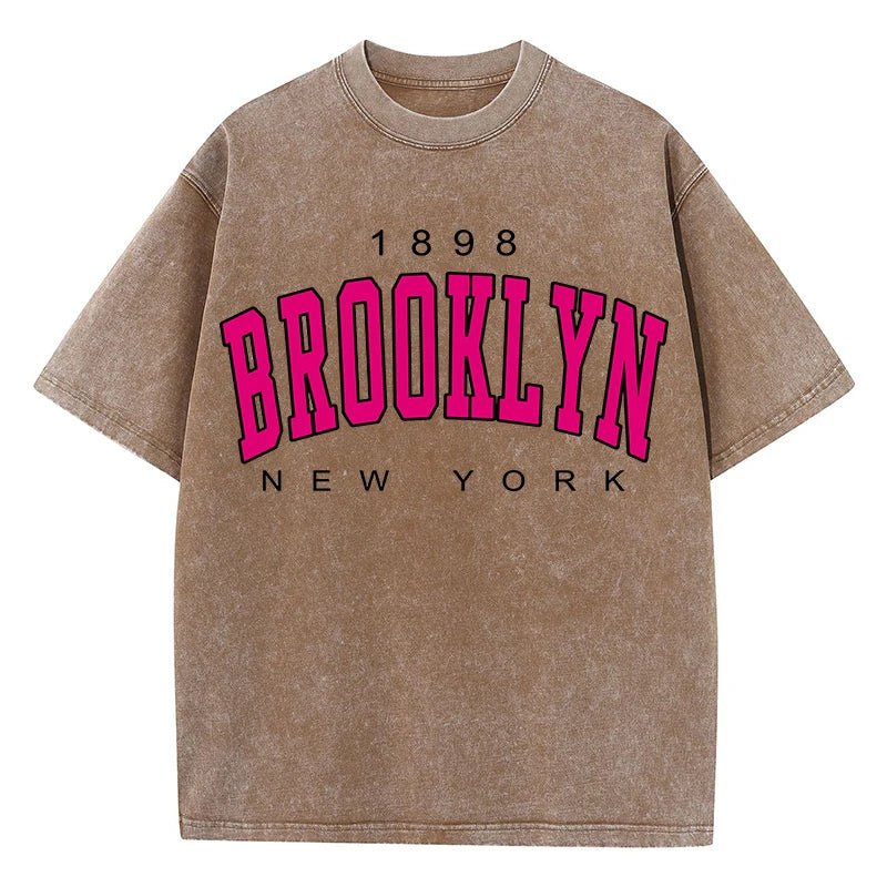 Brooklyn New York Washed Graphic Tee Oversized — Y2K Varsity - BaeSprout.com