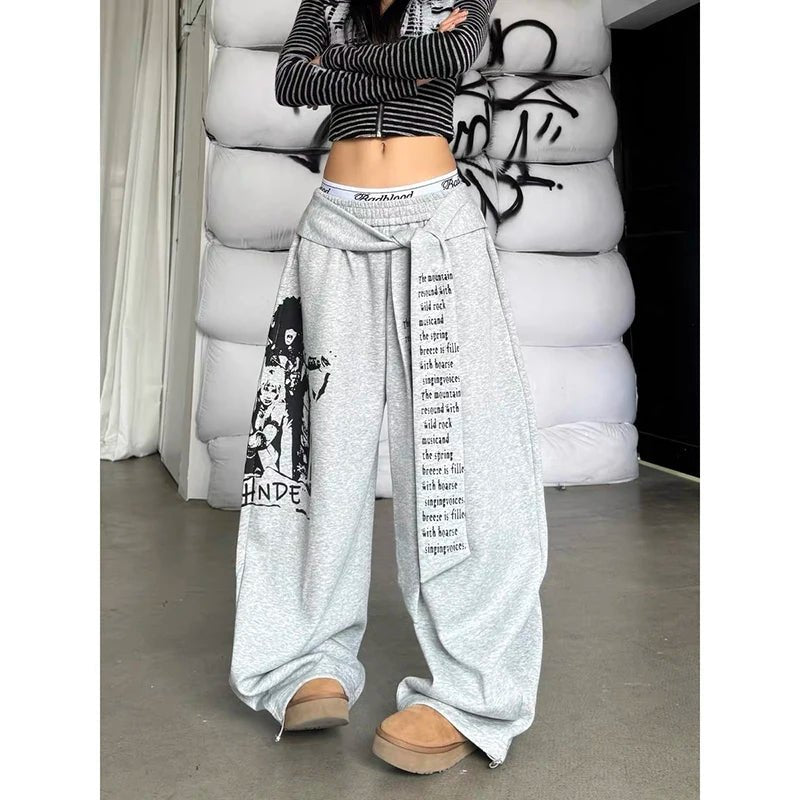 Gothic Letter Print Baggy Sweatpants - Y2K Harajuku - BaeSprout.com