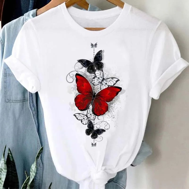 Summer Cartoon Butterfly Print Top - BaeSprout.com