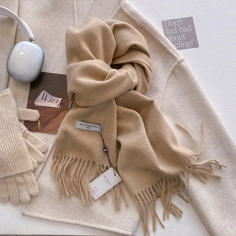 Cashmere Feel Tassel Scarf Oversized Wrap — Quiet Luxury Winter Essential - BaeSprout.com