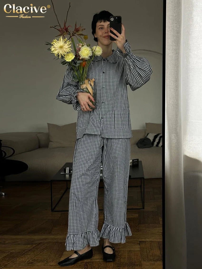 Gingham Ruffle Wide Leg Pants Set 3 Piece — Cottagecore Coquette Chic - BaeSprout.com