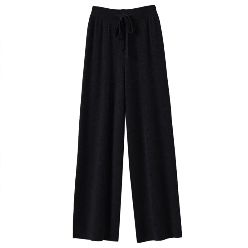 Knit Wide - Leg Drawstring Pants Loose Fit — Quiet Luxury - BaeSprout.com