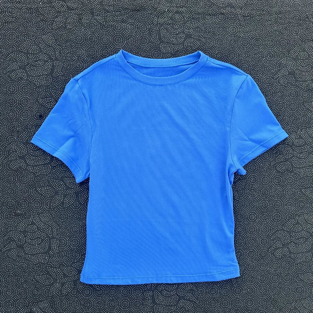 Fitted Crop Yoga Tee with Short Sleeves — Athleisure Active - BaeSprout.com