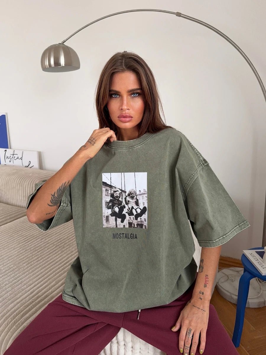 Retro Printed Cotton T-Shirt - BaeSprout.com