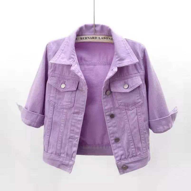 Colored Denim Jacket with Button Front — Y2K Casual Street - BaeSprout.com