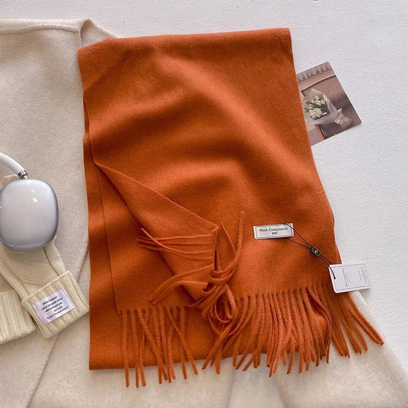 Cashmere Feel Tassel Scarf Oversized Wrap — Quiet Luxury Winter Essential - BaeSprout.com