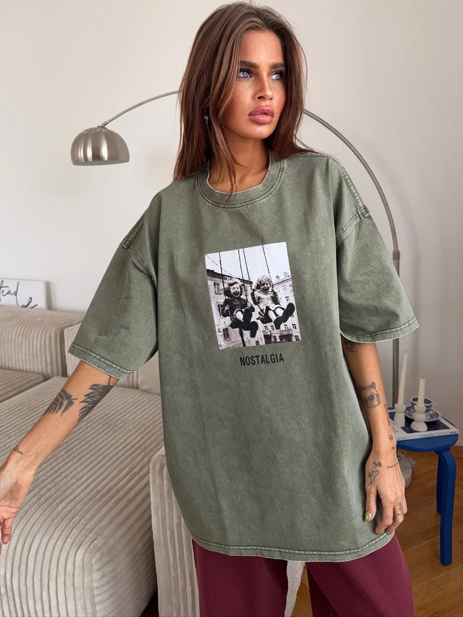 Retro Printed Cotton T-Shirt - BaeSprout.com
