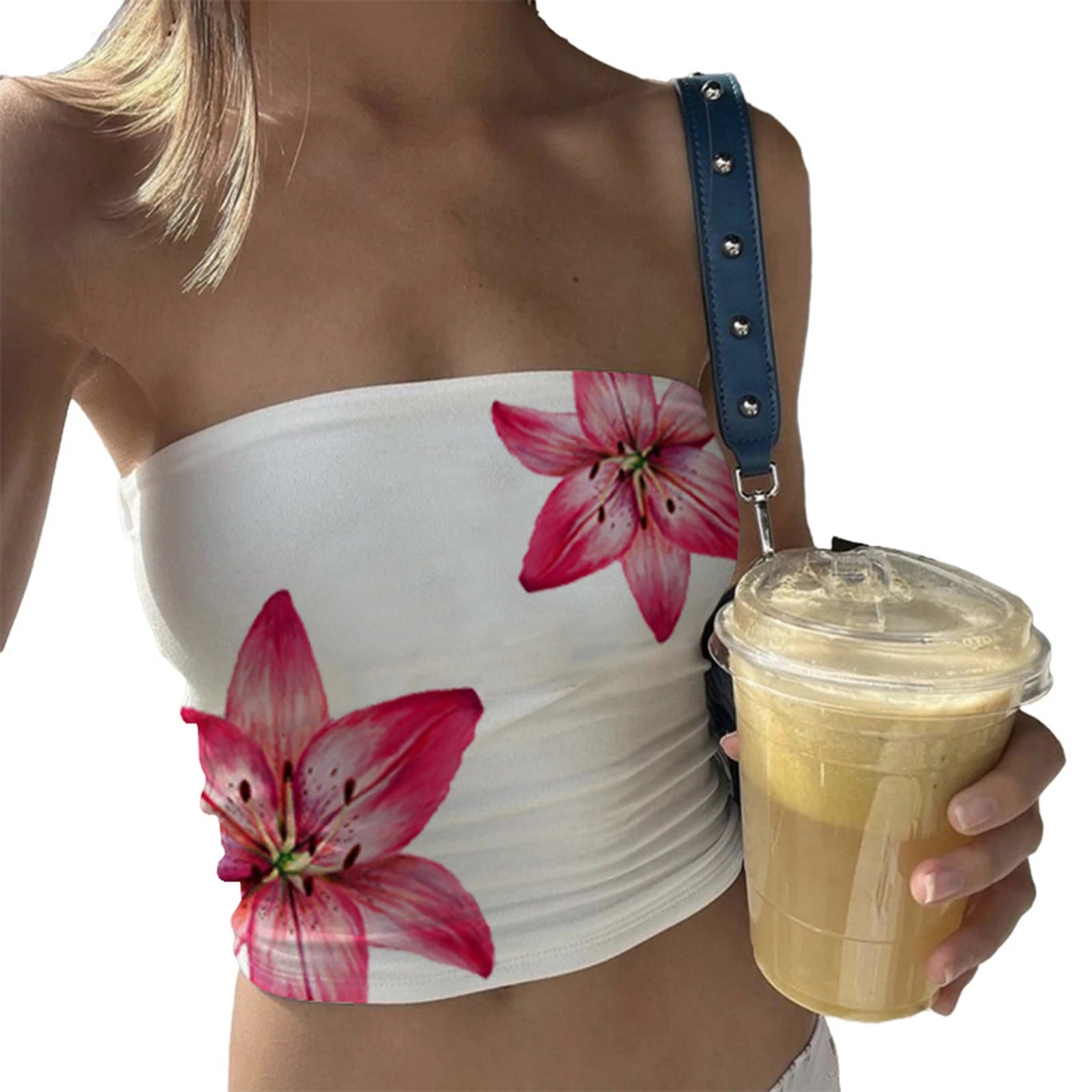 Wildflower Print Tube Top Strapless Ruched — Y2K Indie & Streetwear - BaeSprout.com