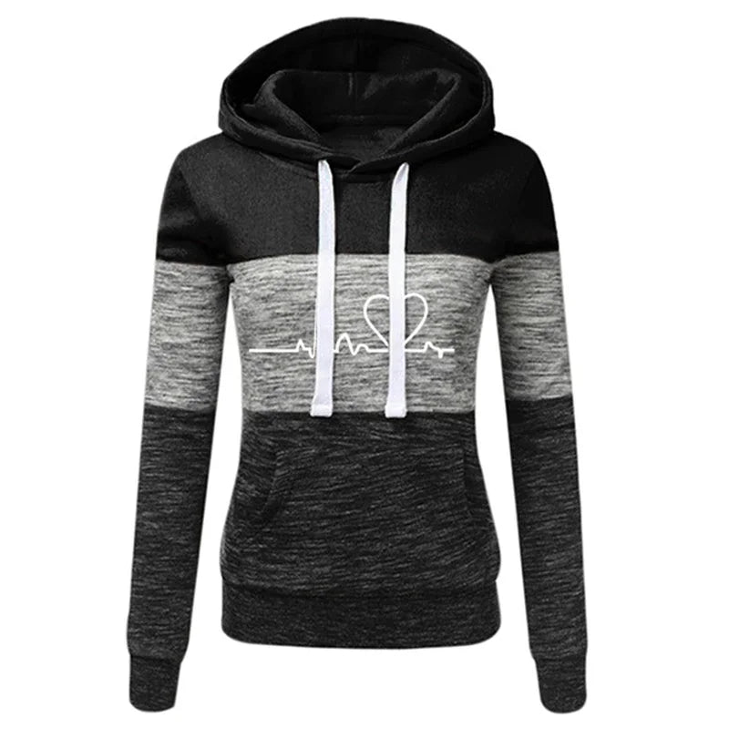 Color Block Hoodie Jogger Set Two Piece Heartbeat — Y2K Sporty Streetwear - BaeSprout.com