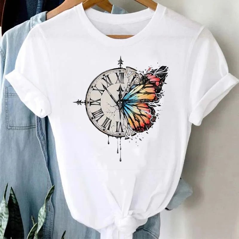 Summer Cartoon Butterfly Print Top - BaeSprout.com