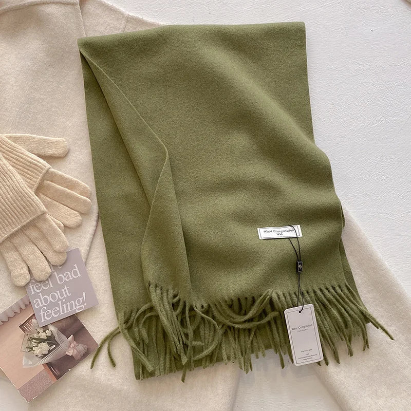 Cashmere Feel Tassel Scarf Oversized Wrap — Quiet Luxury Winter Essential - BaeSprout.com