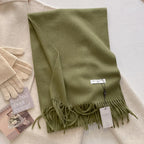 Cashmere Feel Tassel Scarf Oversized Wrap — Quiet Luxury Winter Essential - BaeSprout.com