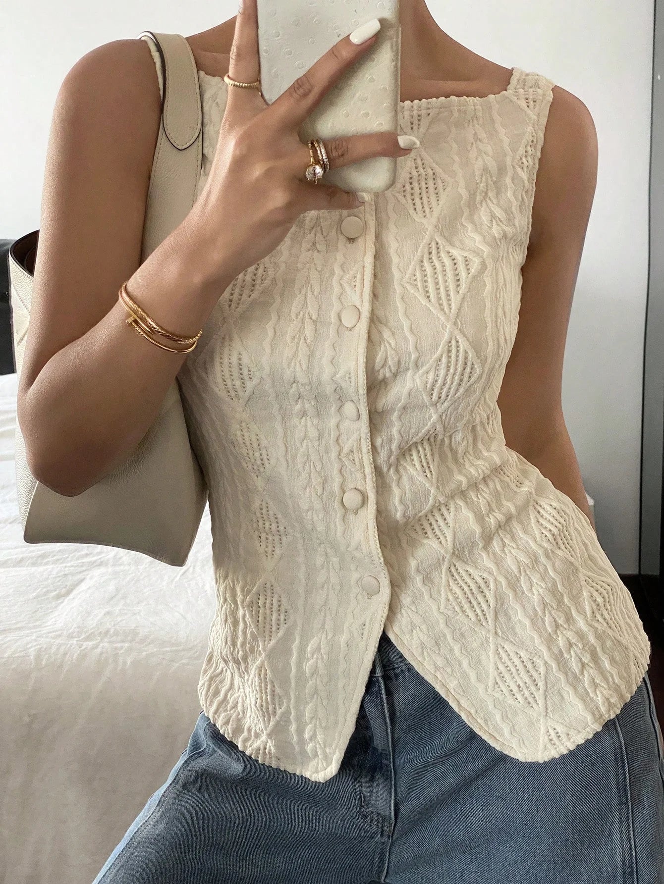 Cable Knit Waistcoat Button Front — Cottagecore Coquette - BaeSprout.com