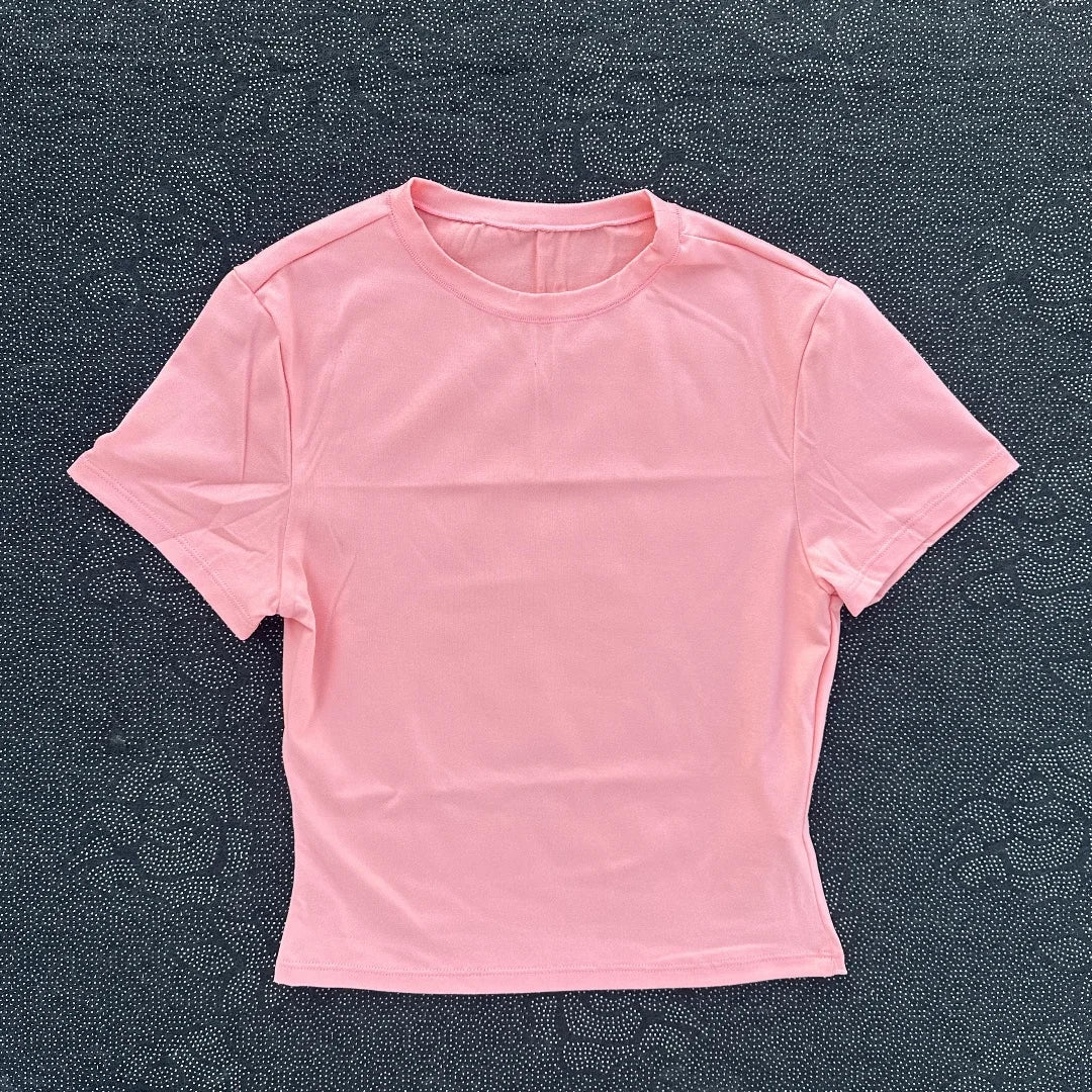 Fitted Crop Yoga Tee with Short Sleeves — Athleisure Active - BaeSprout.com