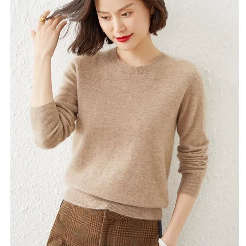 Crew Neck Cashmere - Blend Pullover Sweater - Quiet Luxury - BaeSprout.com