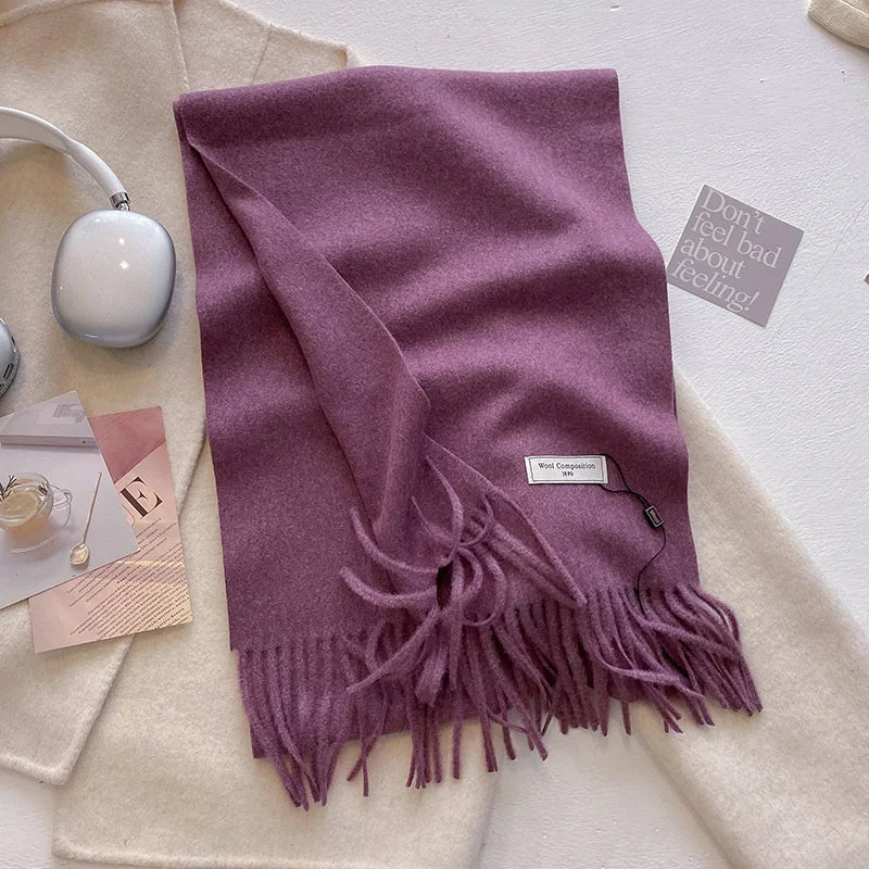 Cashmere Feel Tassel Scarf Oversized Wrap — Quiet Luxury Winter Essential - BaeSprout.com