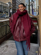 Solid Fuzzy Oversized Scarf Long Tassel Wrap — Quiet Luxury Winter - BaeSprout.com