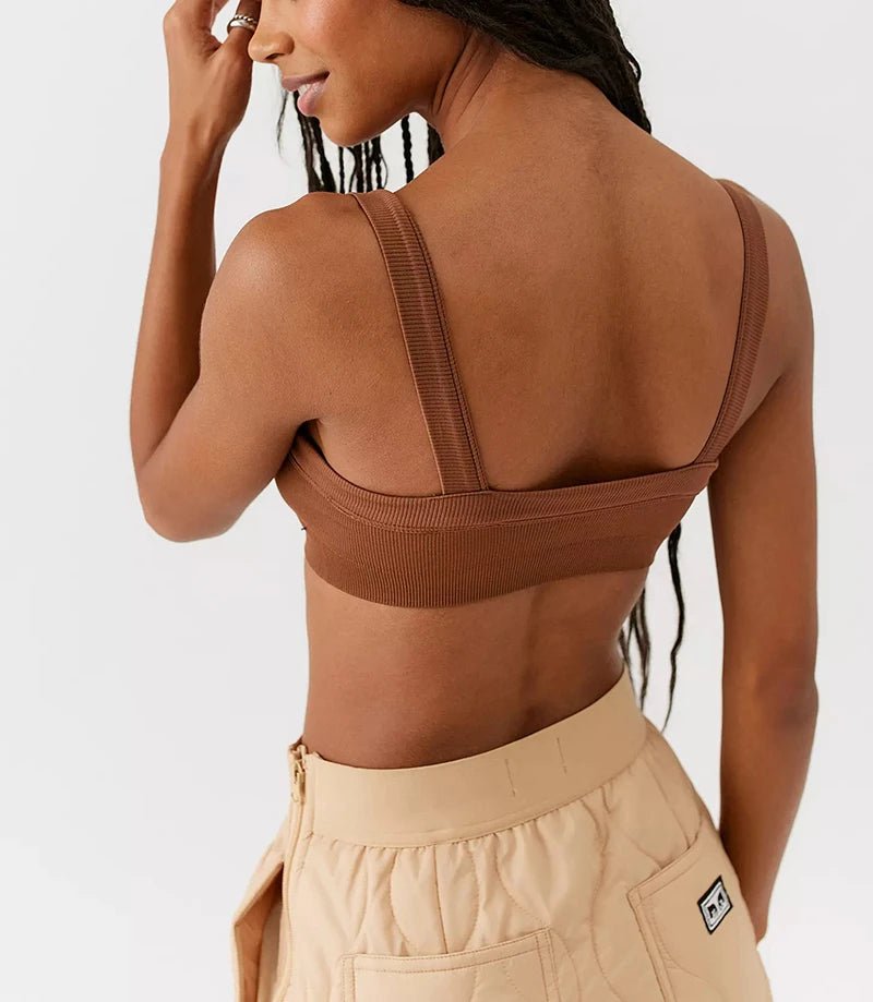Ribbed Scoop Neck Cami Bra Top with Thick Straps — Y2K Minimal - BaeSprout.com