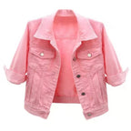Colored Denim Jacket with Button Front — Y2K Casual Street - BaeSprout.com