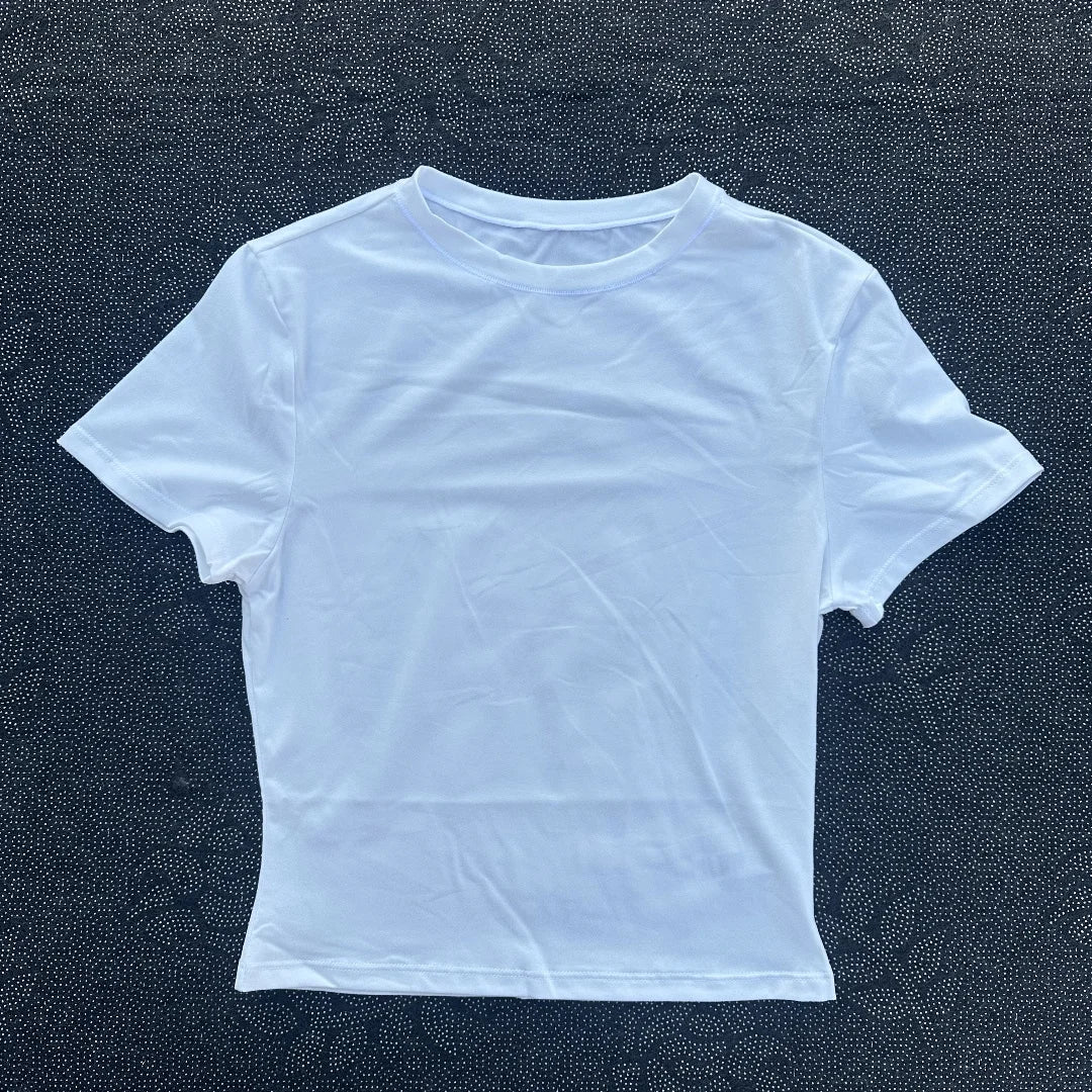 Fitted Crop Yoga Tee with Short Sleeves — Athleisure Active - BaeSprout.com