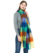 Fuzzy Color Block Tassel Scarf — Y2K Indie Winter Style - BaeSprout.com