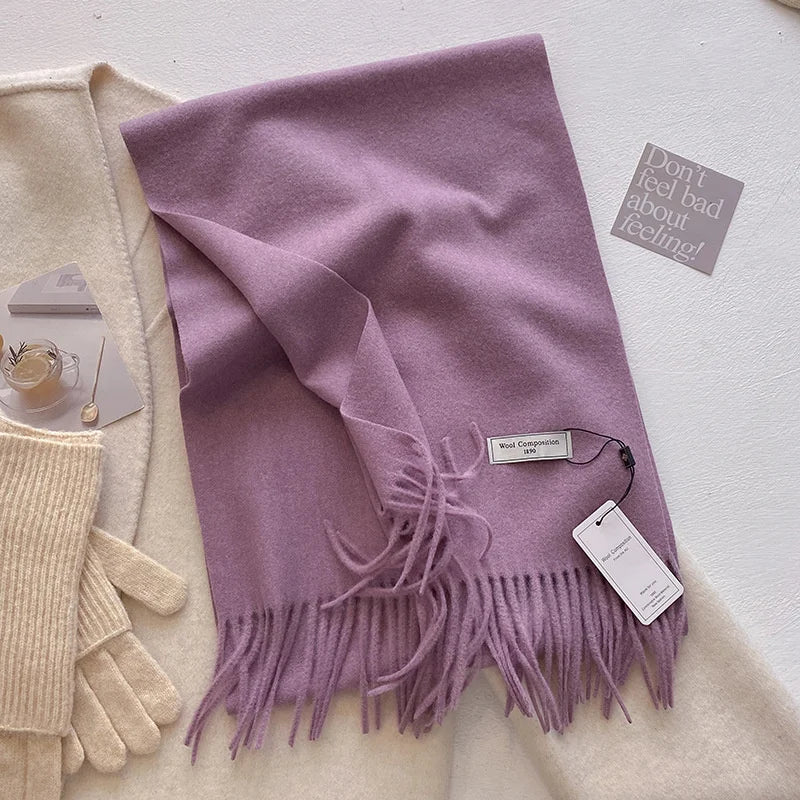 Cashmere Feel Tassel Scarf Oversized Wrap — Quiet Luxury Winter Essential - BaeSprout.com