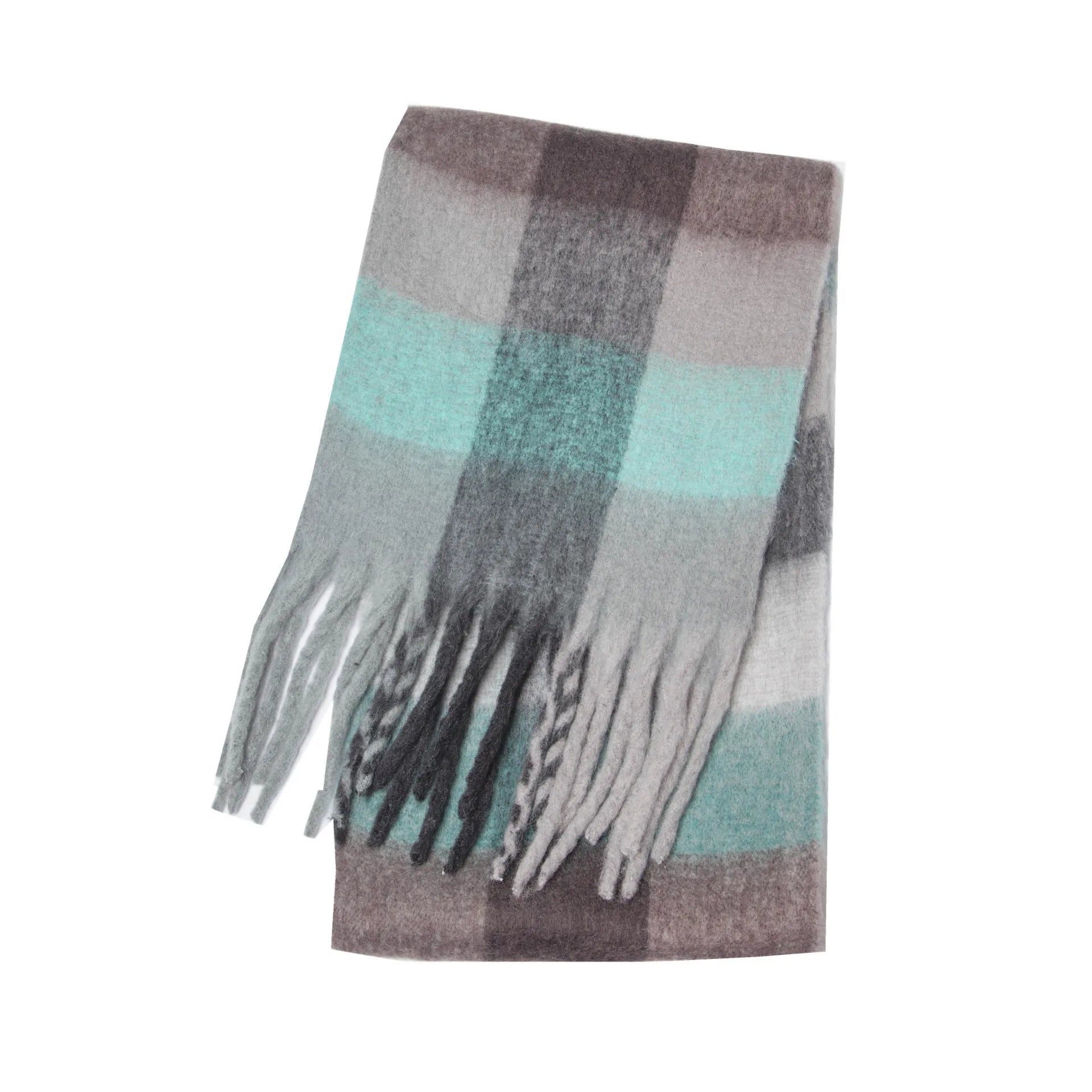 Fuzzy Color Block Tassel Scarf — Y2K Indie Winter Style - BaeSprout.com