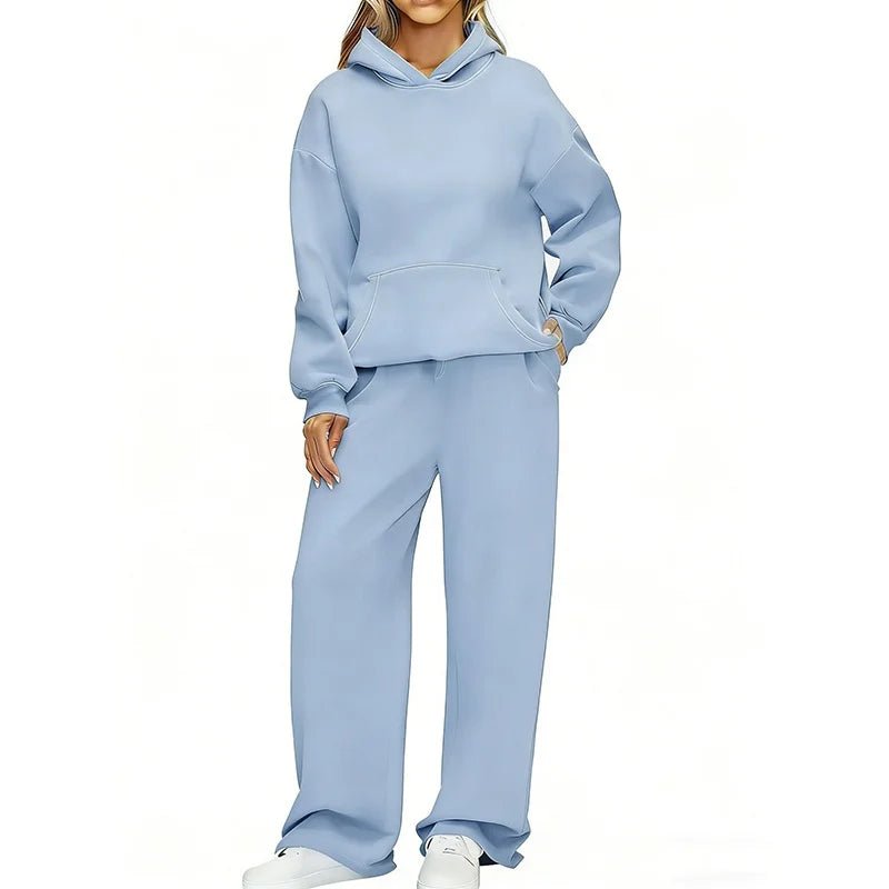 Pullover Hoodie Wide Leg Pants Set Two Piece — Clean Girl Soft Casual - BaeSprout.com