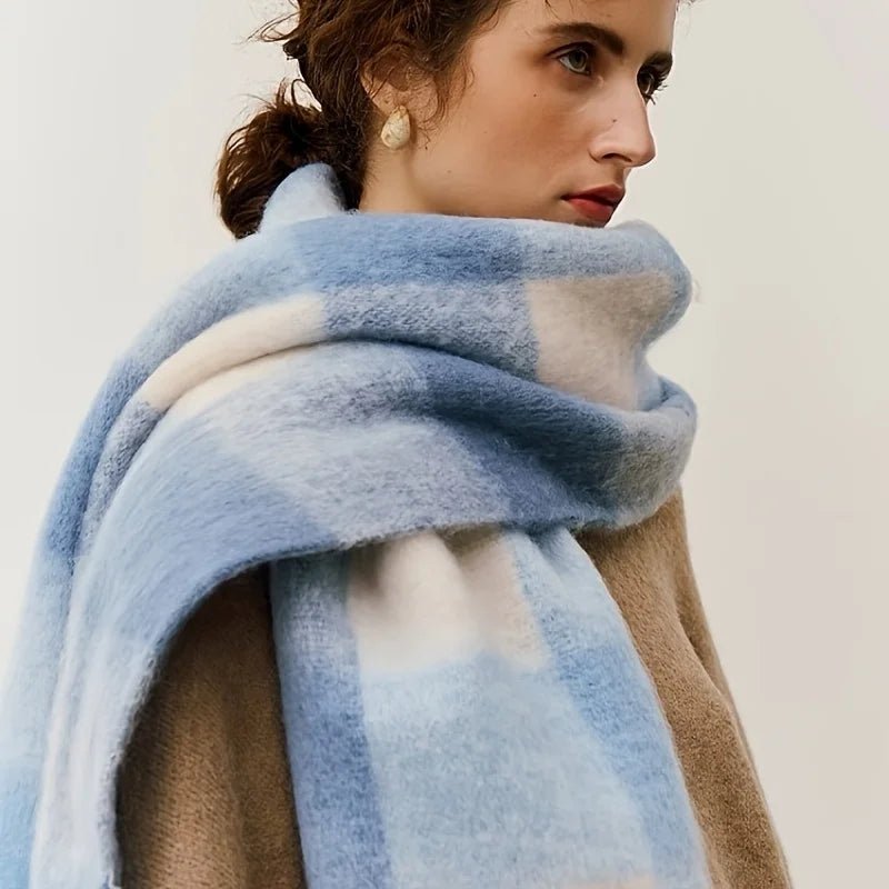 Fuzzy Color Block Tassel Scarf — Y2K Indie Winter Style - BaeSprout.com