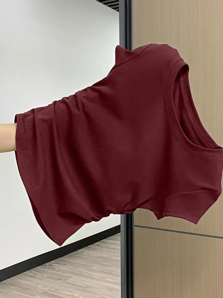 Ruched Side Tee Slim Fit Cap Sleeve Crew Neck — Clean Girl Everyday - BaeSprout.com