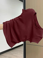 Ruched Side Tee Slim Fit Cap Sleeve Crew Neck — Clean Girl Everyday - BaeSprout.com