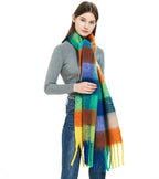 Fuzzy Color Block Tassel Scarf — Y2K Indie Winter Style - BaeSprout.com