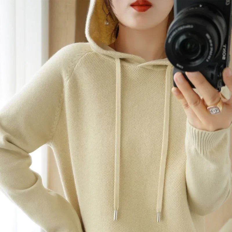 Cozy Knit Hooded Pullover Sweater with Drawstring — Casual Winter - BaeSprout.com