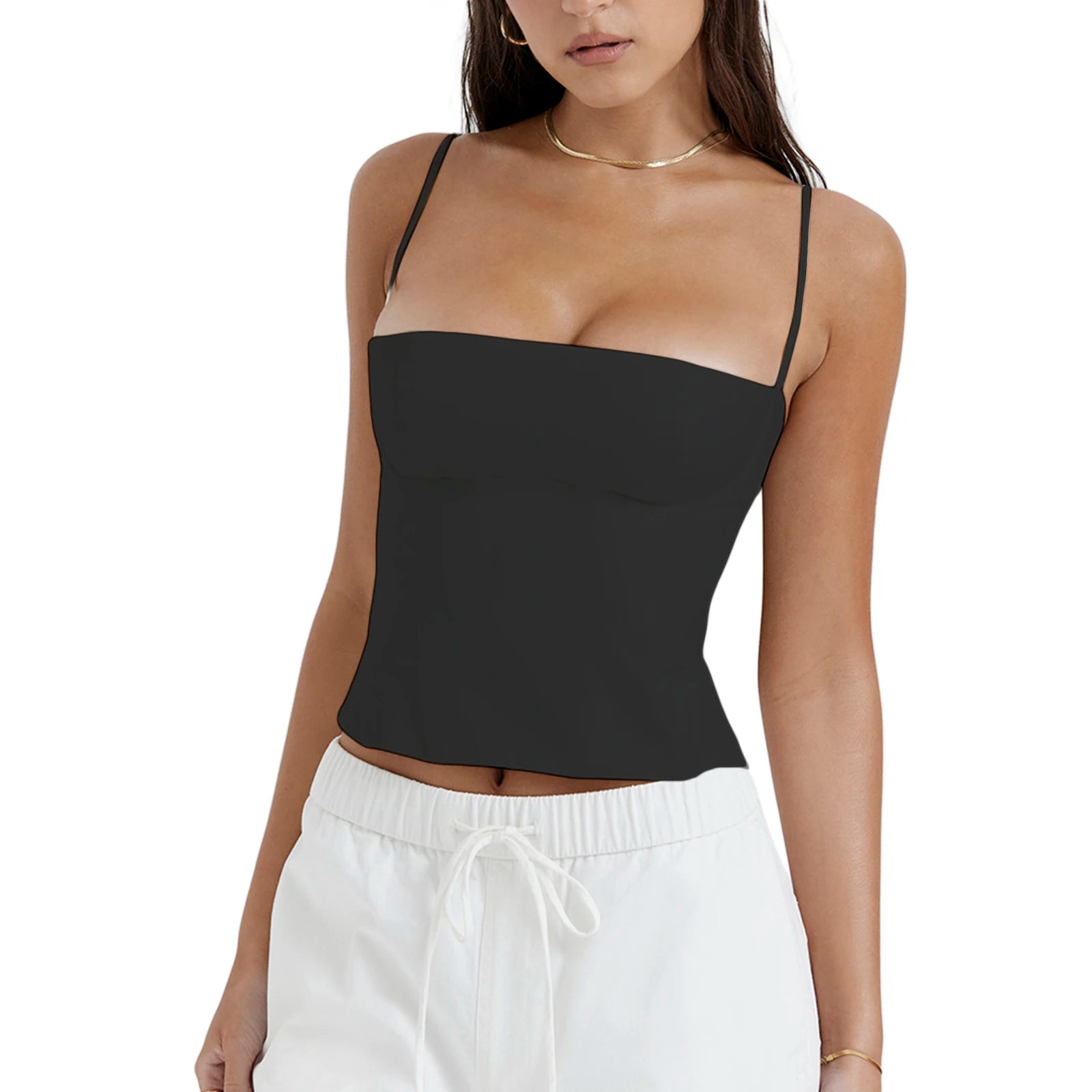 Zip - Up Bustier Crop Top with Spaghetti Straps — Y2K Club - BaeSprout.com