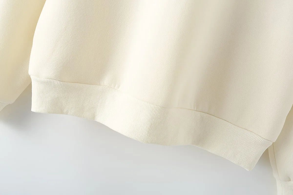 V - Neck Hoodie Wide Leg Pants Set Two Piece Fleece — Quiet Luxury Casual - BaeSprout.com