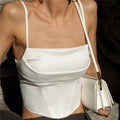 Satin Corset Crop Top Spaghetti Strap Lace - Up — Y2K Baddie Night Out - BaeSprout.com