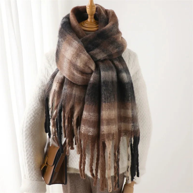 Fuzzy Color Block Tassel Scarf — Y2K Indie Winter Style - BaeSprout.com