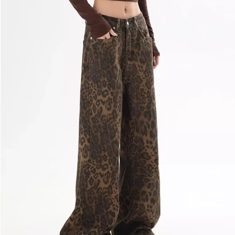 Leopard Print Straight - Leg Jeans - BaeSprout.com