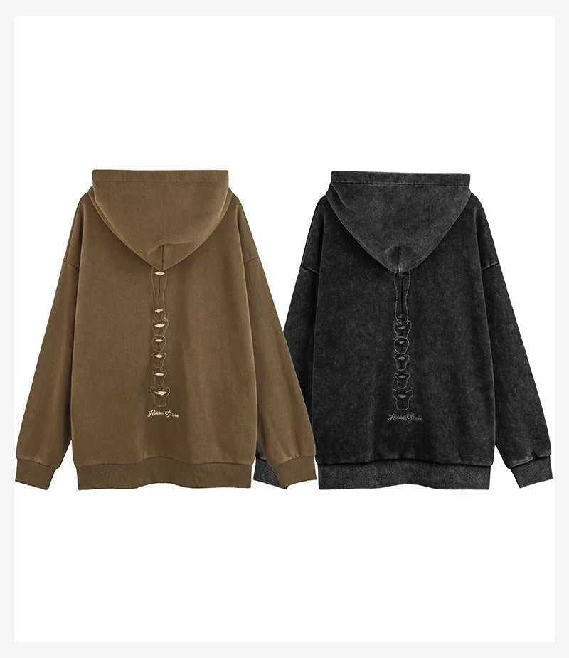 Skeleton Cutout Oversized Hoodie — Y2K Punk Grunge - BaeSprout.com