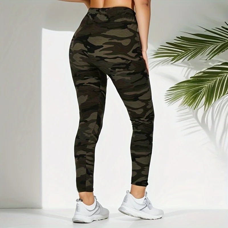 Camo Print High Waist Leggings with Slim Fit — Y2K Streetwear - BaeSprout.com