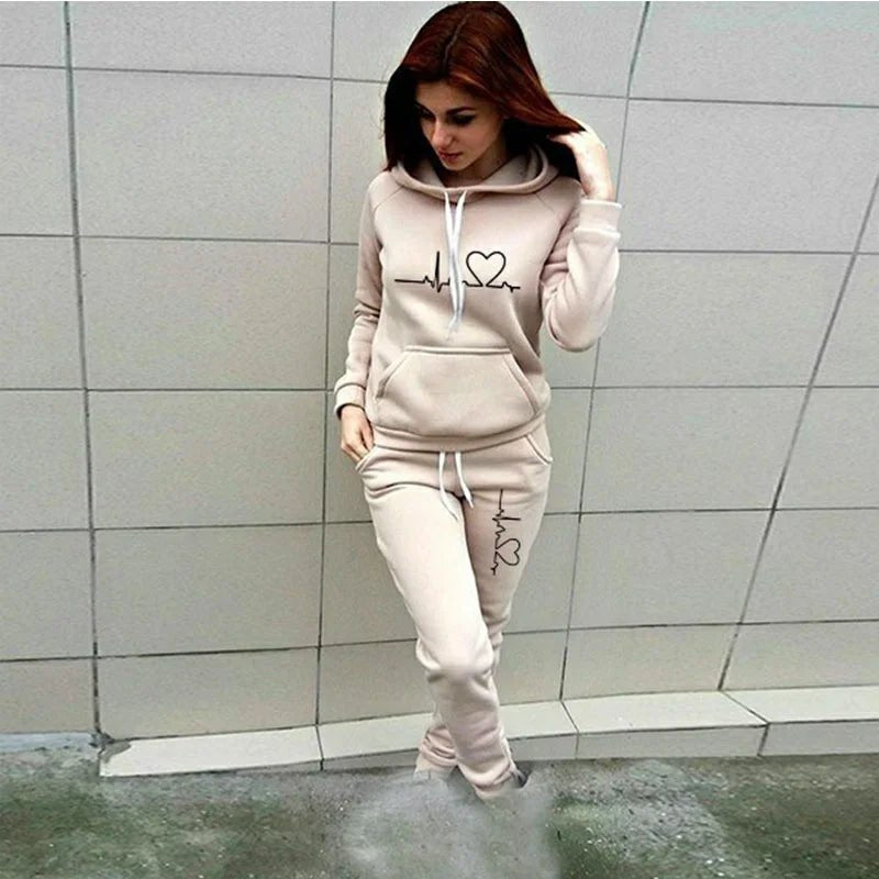Heartbeat Graphic Hoodie Jogger Set Two Piece — Y2K Coquette Loungewear - BaeSprout.com