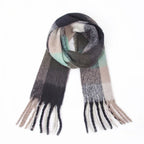 Fuzzy Color Block Tassel Scarf — Y2K Indie Winter Style - BaeSprout.com